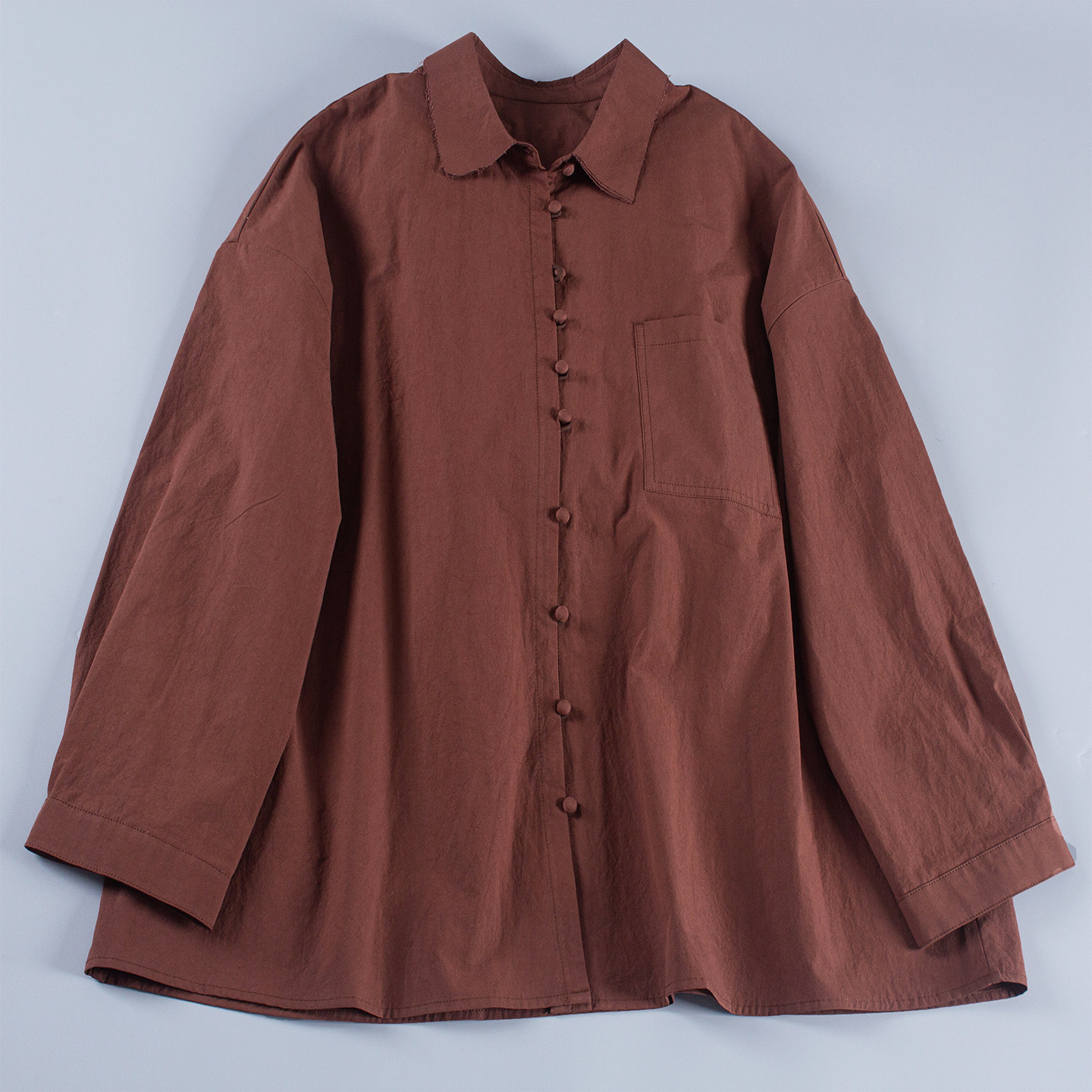 素槿壹旧秋冬款榛果红棕上衣棉布高密微弹宽松复古盘扣改良衬衫女,女装/女士精品,衬衫,淘宝优惠券,粉丝福利购,淘宝优惠卷