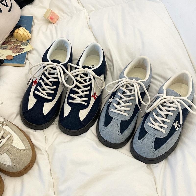 复古气质反绒chic平底百搭德训鞋