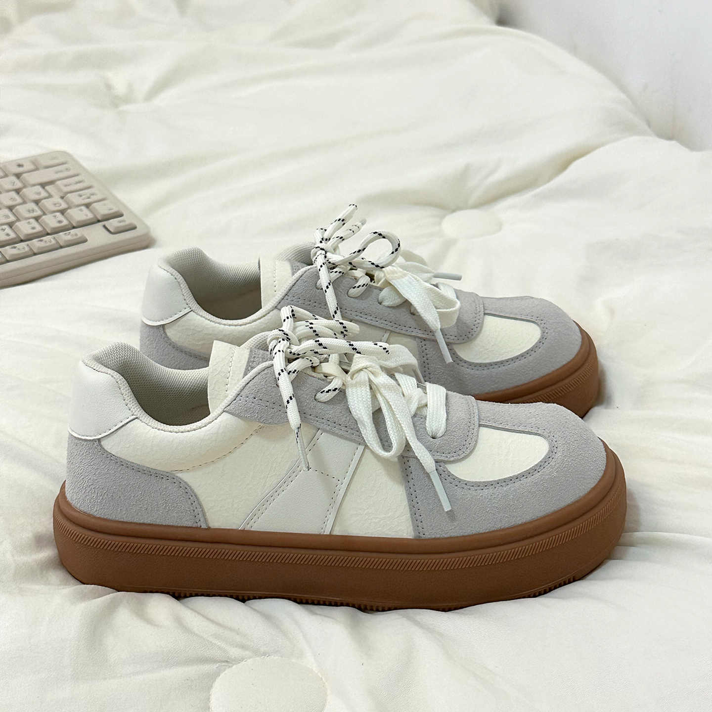 成宇阳小众厚底德训鞋女2025夏季韩系复古百搭小白鞋休闲板鞋子潮