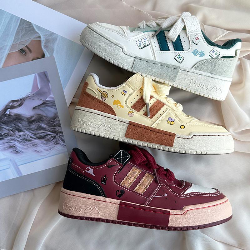 可爱印花厚底小白鞋秋季休闲板鞋