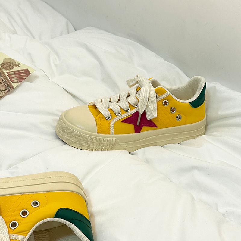 女星星板鞋做旧设计感小白鞋韩系