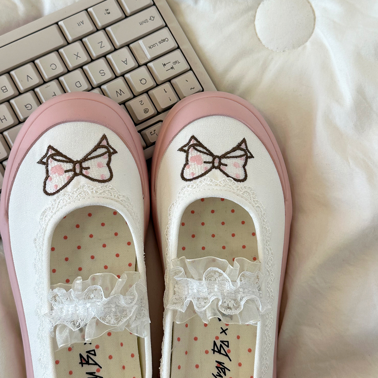 透气帆布玛丽珍女学生平底小白鞋