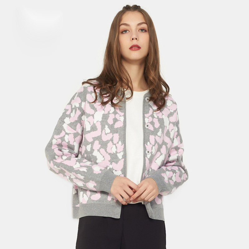 艾格官方旗舰店正品秋季慵懒毛衣休闲开衫时尚气质针织衫女Y1044