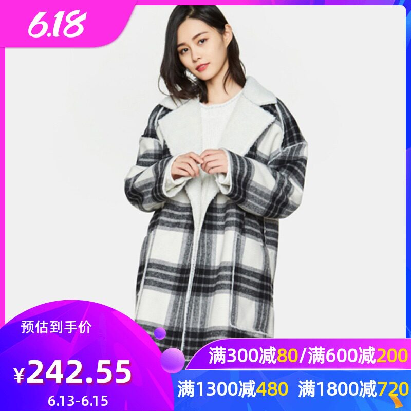 【断码L】艾格春季女装时尚百搭宽松西装领大衣外套Y600