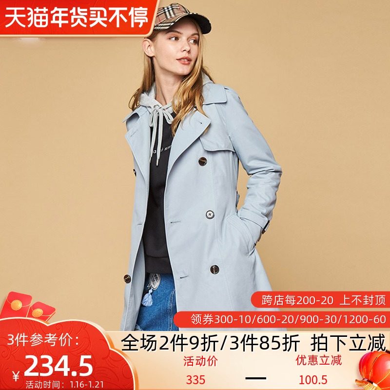 【断码XS】艾格秋冬韩版减龄气质典雅休闲风衣女潮W698