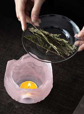 莲台琉璃香薰炉陶瓷暖茶炉家用温茶炉烤茶炉蜡烛加热底座香氛壁炉