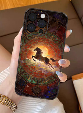 敦煌神驹适用苹果17promax手机壳新年款iPhone16pro套15plus复古喜庆ip13pm磁吸防摔12por全包11p带挂绳14女