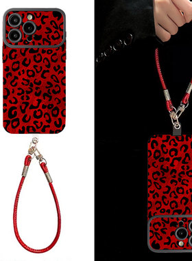 豹纹禧红适用苹果17promax手机壳新年款iPhone16pro套15plus红色喜庆ip13pm软壳防摔12por全包11p带挂绳14女