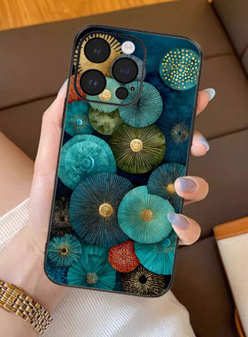 幽蓝金絮iPhone17适用苹果16promax手机壳新款15pro保护套14plus小清新ip13pm硅胶防摔12por全包11带手绳女款