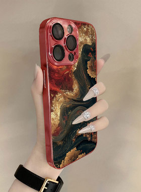 红绡金缕适用苹果17promax手机壳新年款iPhone16pro套15plus红色喜庆ip13pm硅胶防摔12por全包11p支架14女