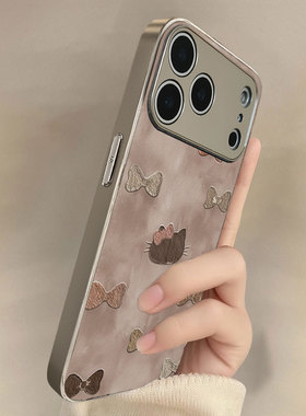 萌蝶喵语适用苹果17promax手机壳新款iPhone16pro套15plus可爱甜酷风ip13pm硅胶防摔12por全包11p带支架14女