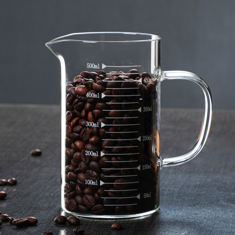 耐高温玻璃量杯带把刻度杯