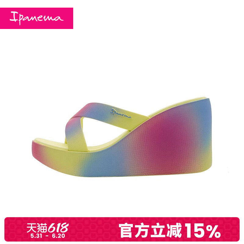 Ipanema依帕女士夏新款经典时尚纯色跟外穿沙滩一字拖鞋83423