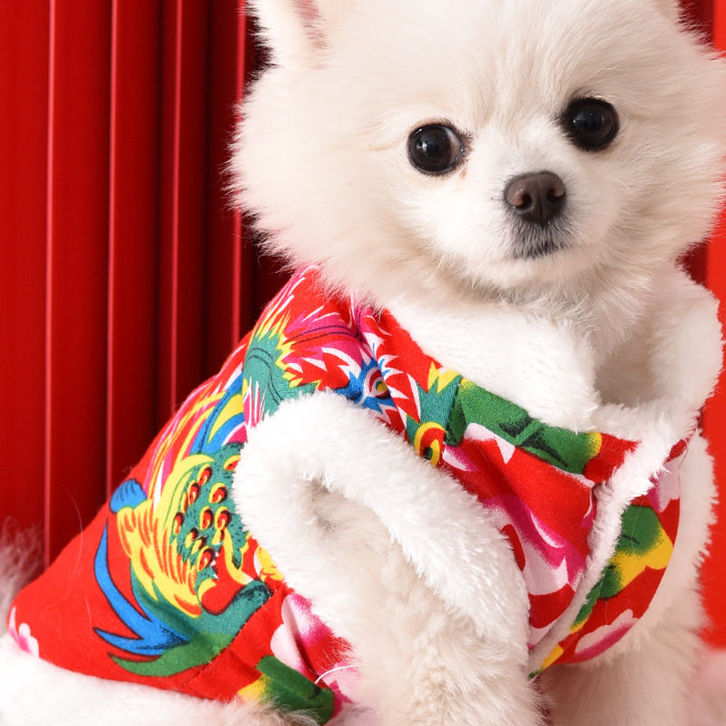 狗狗衣服秋冬加绒加厚保暖东北大花袄泰迪小型犬猫咪宠物服饰休闲