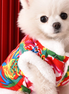 秋冬加绒加厚保暖东北大花袄犬猫