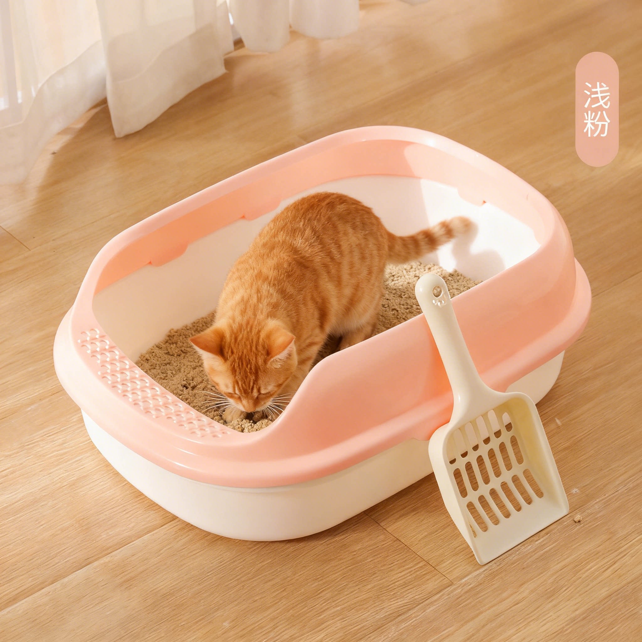 猫砂盆现货高边防裂小号橘猫猫砂盆防摔PP树脂皮皮淘猫厕所图片