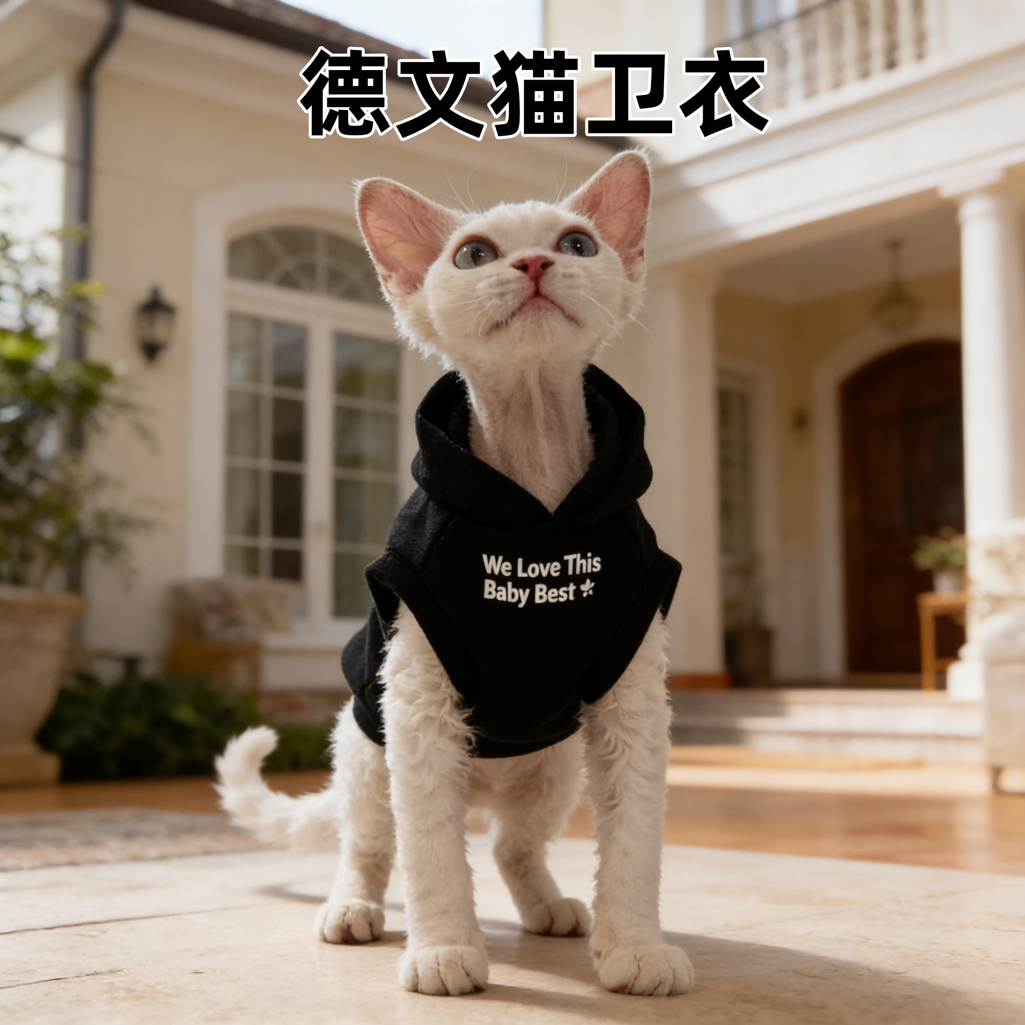 无毛猫衣服斯芬克斯猫德文秋冬加绒马甲连帽衫户外卫衣黑色保暖,宠物/宠物食品及用品,猫宠物服装/雨衣（新）,淘宝优惠券,粉丝福利购,淘宝优惠卷