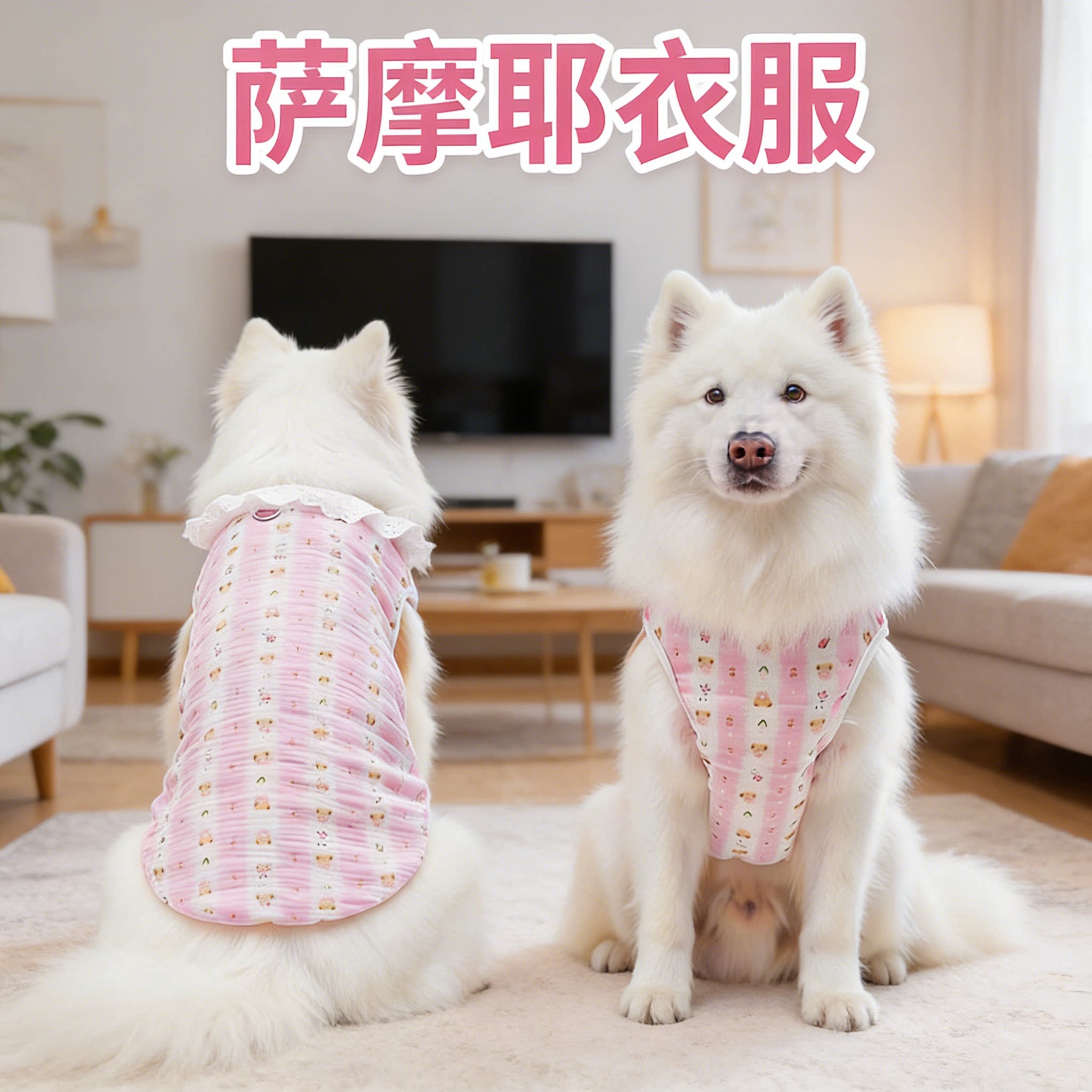 萨摩耶全棉薄款牵引外出背心衣服图片