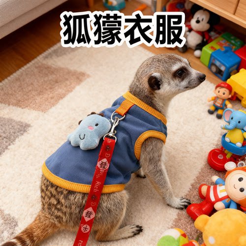 狐獴冬款牵引绳可爱保暖遛弯