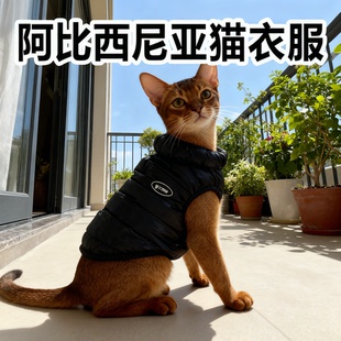 阿比西尼亚猫专用衣服冬装仿羽绒服泰迪背心式羽绒棉服防风宠物服