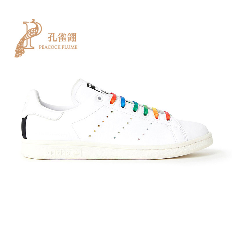 Stella McCartney/斯特拉女鞋彩虹渐变细节系带运动鞋小白鞋