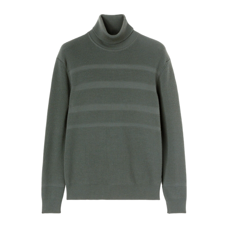 Loro Piana/诺悠翩雅男装高领长袖绿色羊毛针织衫毛衣
