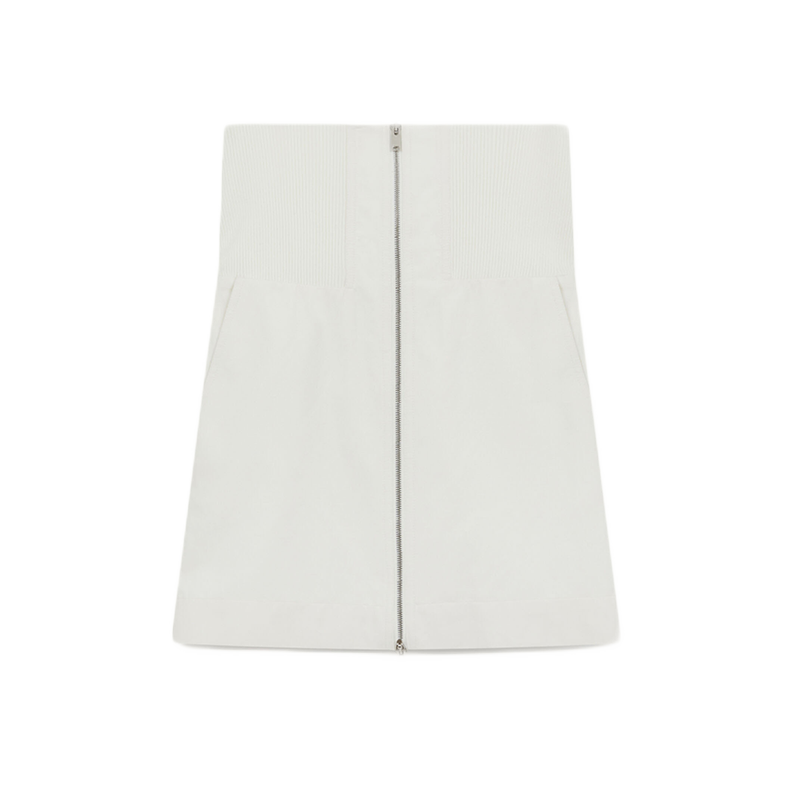 Stella McCartney/斯特拉女士奶油色正面双向拉链迷你半身裙