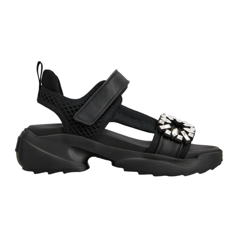 RogerVivier/罗杰维维亚女士凉鞋网眼镶钻搭扣魔术贴橡胶底新款