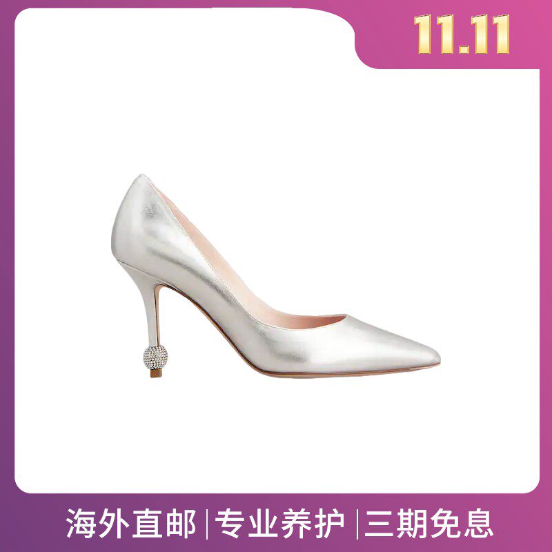 RogerVivier/罗杰维维亚女士高跟鞋纳帕金属面水晶鞋带8.5跟新款