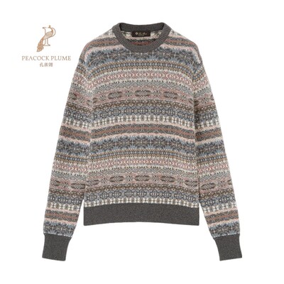 LoroPiana/诺悠翩雅男士针织衫提花ReCashmere面料罗纹袖口新款