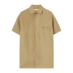米色亚麻帆布短袖 Loro Piana 诺悠翩雅男装 宽松休闲衬衫