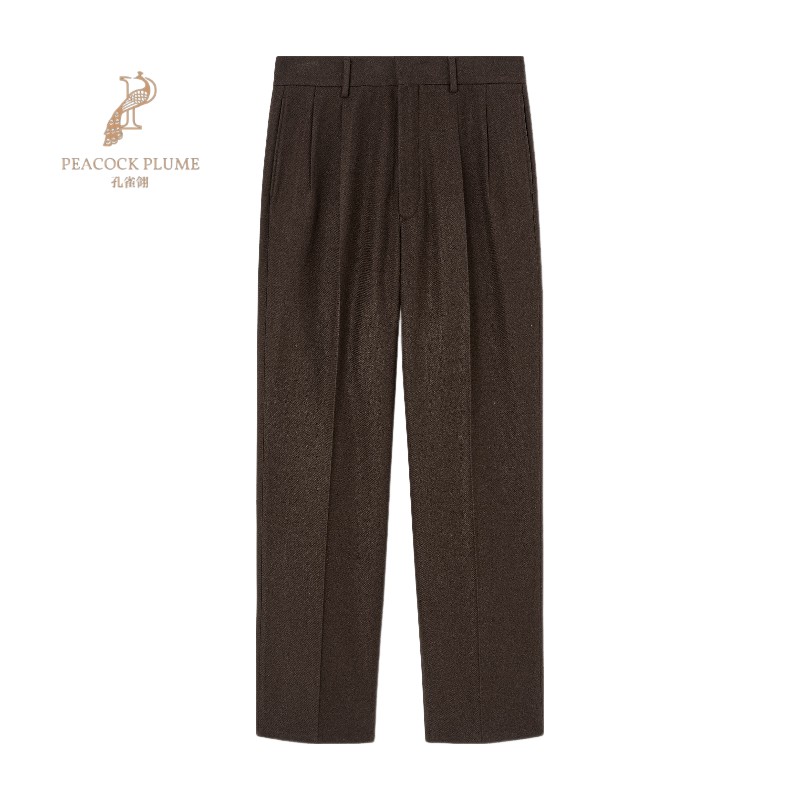 LoroPiana/诺悠翩雅男士裤真丝斜纹高腰侧边调节钩扣前襟新款