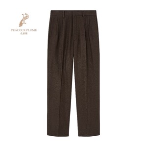 LoroPiana/诺悠翩雅男士裤真丝斜纹高腰侧边调节钩扣前襟新款