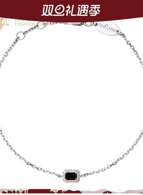Redline/红绳女士黑色玛瑙0.05克拉方形钻石白金链制手链