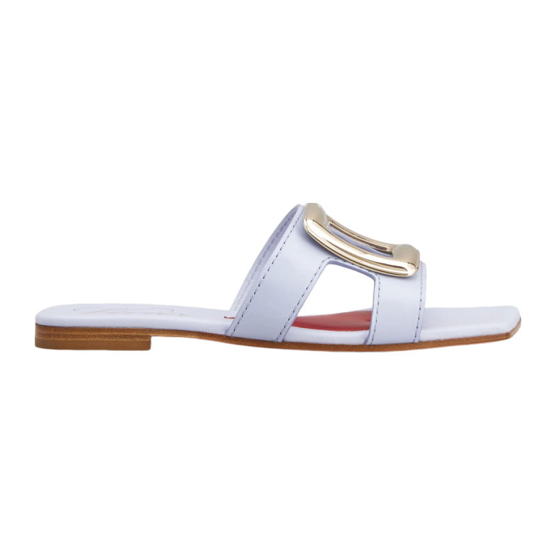RogerVivier/罗杰维维亚女士穆勒鞋小牛皮金属搭扣心形图案新款