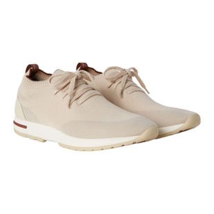 Loro 诺悠翩雅男鞋 奶茶棕羊毛针织系带轻盈舒适运动鞋 Piana