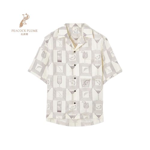 LoroPiana/诺悠翩雅男士衬衫保龄球风Aperitivo图案真丝斜纹新款