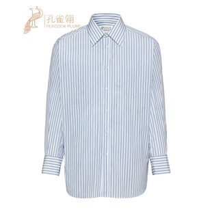 MaisonMargiela/马吉拉男士衬衫经典条纹棉质纽扣袖口弧形摆新款
