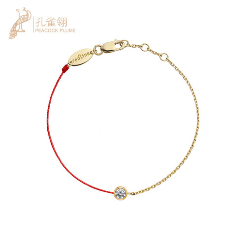 红绳女士圆形钻石半绳半链手链