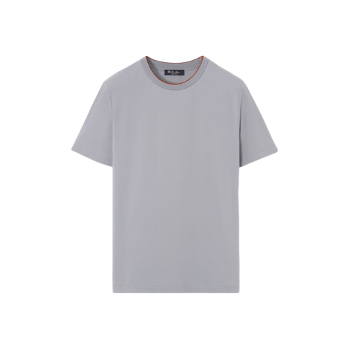 LoroPiana/诺悠翩雅男士短袖T恤浅蓝色Par弹力面料罗纹颈饰新款
