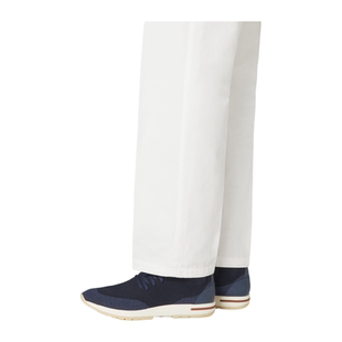 Loro 诺悠翩雅男鞋 蓝色羊毛针织低帮系带休闲运动鞋 Piana