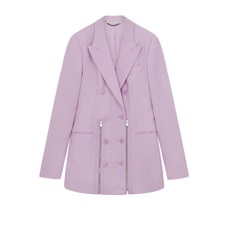 Stella McCartney/斯特拉女士淡紫色羊毛双排扣迷你夹克连衣裙
