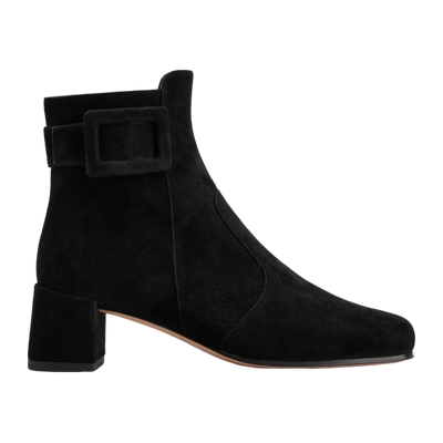 RogerVivier/罗杰维维亚女士靴子裸靴麂皮侧扣拉链皮革底新款