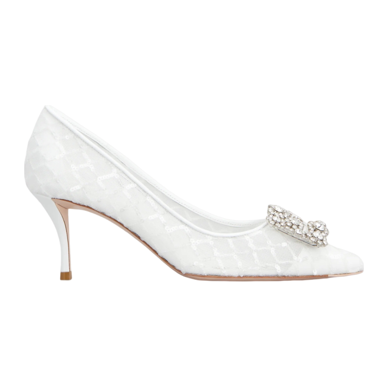 RogerVivier/罗杰维维亚女士高跟鞋亮片网眼漆皮水晶搭扣新款
