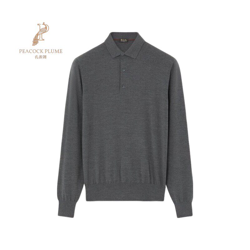 LoroPiana/诺悠翩雅男士针织衫简约自然纯新羊毛长袖Polo衫新款