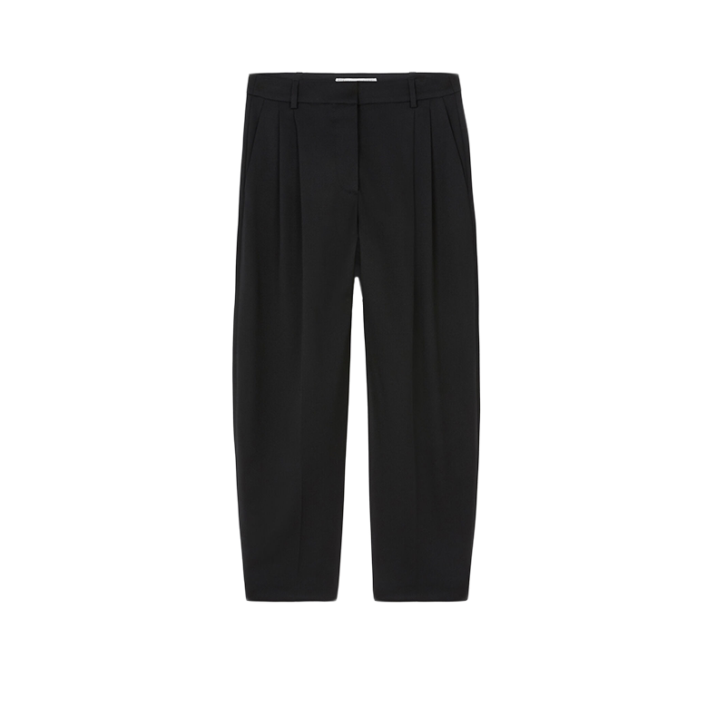 Stella McCartney/斯特拉女士黑色羊毛隐藏式封口修身九分裤长裤