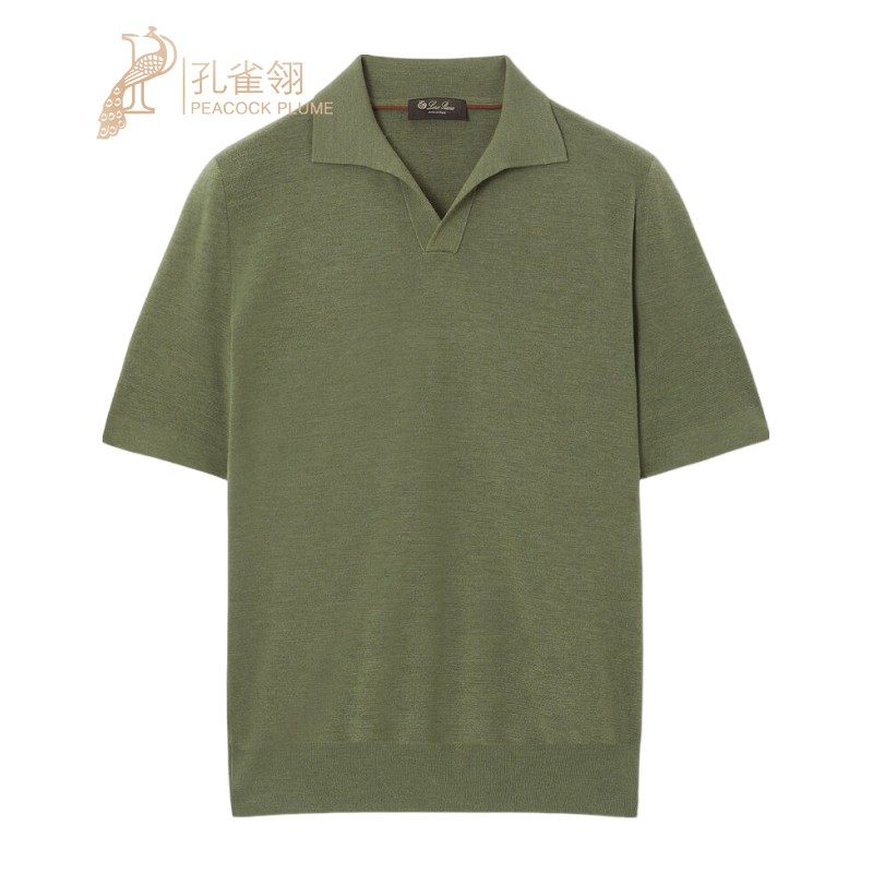 LoroPiana/诺悠翩雅男士T恤Wish羊毛无扣短袖Polo衫宽松新款