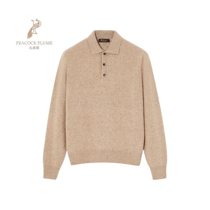 LoroPiana/诺悠翩雅男士T恤细羊毛柔软三粒扣宽罗纹下摆新款polo