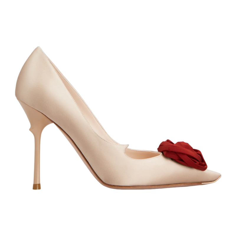 RogerVivier/罗杰维维亚女士高跟鞋柔美玫瑰花苞漆面缎面新款