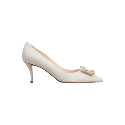 RogerVivier/罗杰维维亚女士高跟鞋纳帕革水晶扣皮革垫6.5跟新款